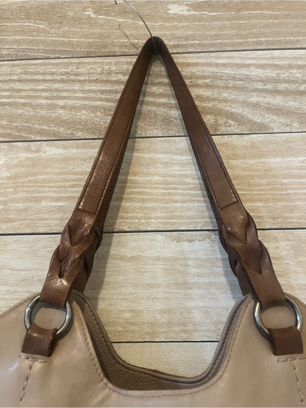 The Sak Taupe Tote with Brown Tassel and Braided Trim Minimalist Neutral - Picture 9 of 11